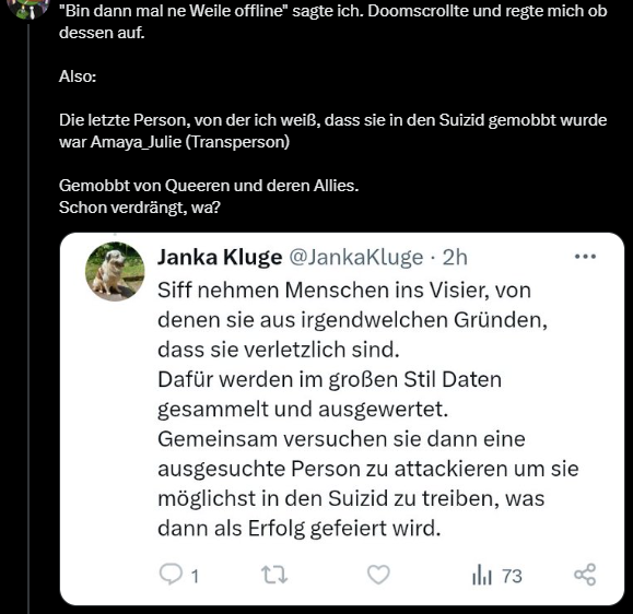 CptBucklew's tweet photo. Ups - versucht der Siff sich da etwa nicht mal ein Jahr später in Bezug auf Amaya rein zu waschen und es angeblichen "Queer und Allies" in die Schuhe zu schieben?

Blöd, dass die Threads noch existieren, ich wusste gar nicht dass euer Fren Vampy Queer oder Transally war 😌 https://t.co/Zn5CNpy0un
