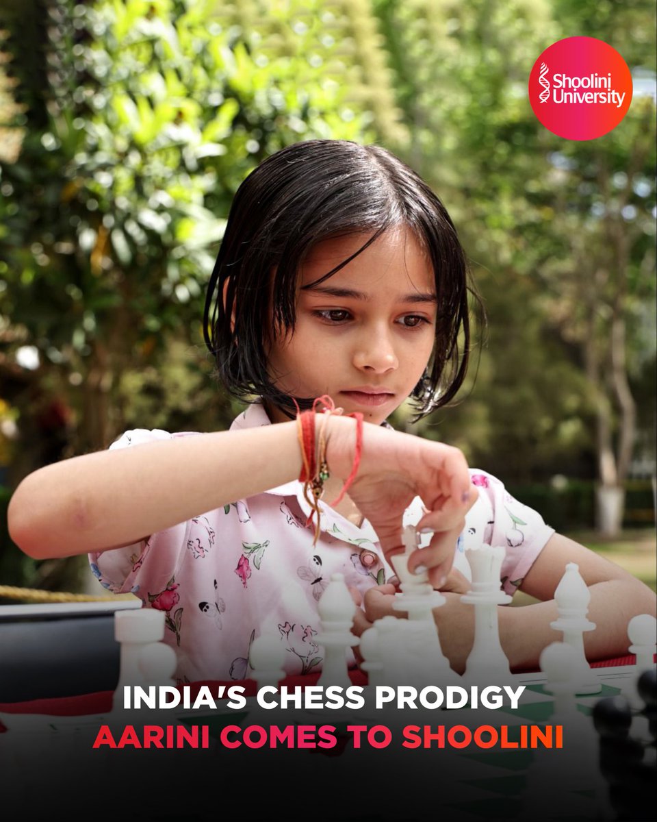 ShooliniUniv's tweet photo. Talent knows no age ♟️

India’s chess prodigy Aarini at Shoolini—pure focus, confidence, and brilliance.
A reminder that passion doesn’t wait, it shines. ✨

#chessplayer #chess #shooliniuniversity https://t.co/8tug1GktKC