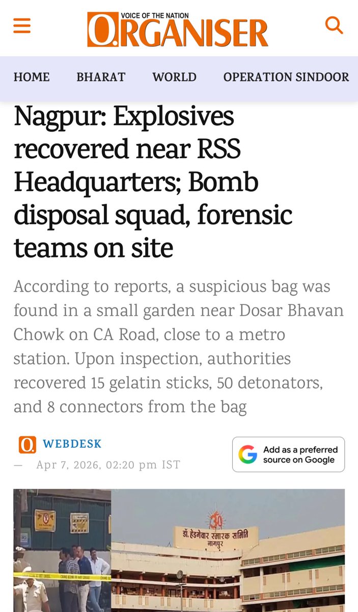 Connect the dots 

First, Kharge calls for gen0cide of BJP-RSS 

Then, explosives found near RSS headquarters 

This is CONgis “Mohabbat Ki Dukan” 

This is Shehzade’s Sha!tan Buddhi👿?

x.com/eorganiser/sta…