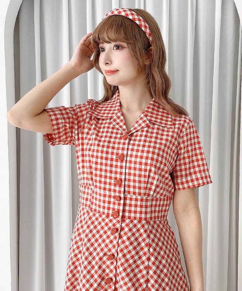 美品✦マークアンドロナ✦キンガムチェックワンピース＆サンバイザーセットアップ 美品✦マークアンドロナ✦キンガムチェックワンピース＆サンバイザー