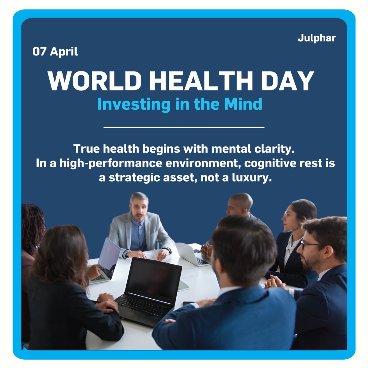 JulpharUAE's tweet photo. 𝗧𝗵𝗶𝘀 𝗪𝗼𝗿𝗹𝗱 𝗛𝗲𝗮𝗹𝘁𝗵 𝗗𝗮𝘆, 𝘄𝗲 𝗹𝗼𝗼𝗸 𝗮𝘁 𝗵𝗲𝗮𝗹𝘁𝗵 𝗳𝗿𝗼𝗺 𝗲𝘃𝗲𝗿𝘆 𝗮𝗻𝗴𝗹𝗲.

From mental clarity and physical well-being to the strength of a supportive environment, health is not one dimension, but a balance of many.

#Julphar #WorldHealthDay https://t.co/uBVI6RoAIt