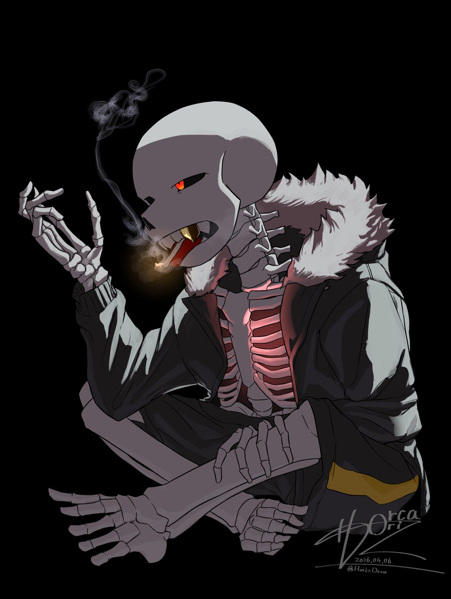 HorizOrca's tweet image. I cleaned up my Felsans sketch!
#undertaleAU #underfell #UnderfellSans