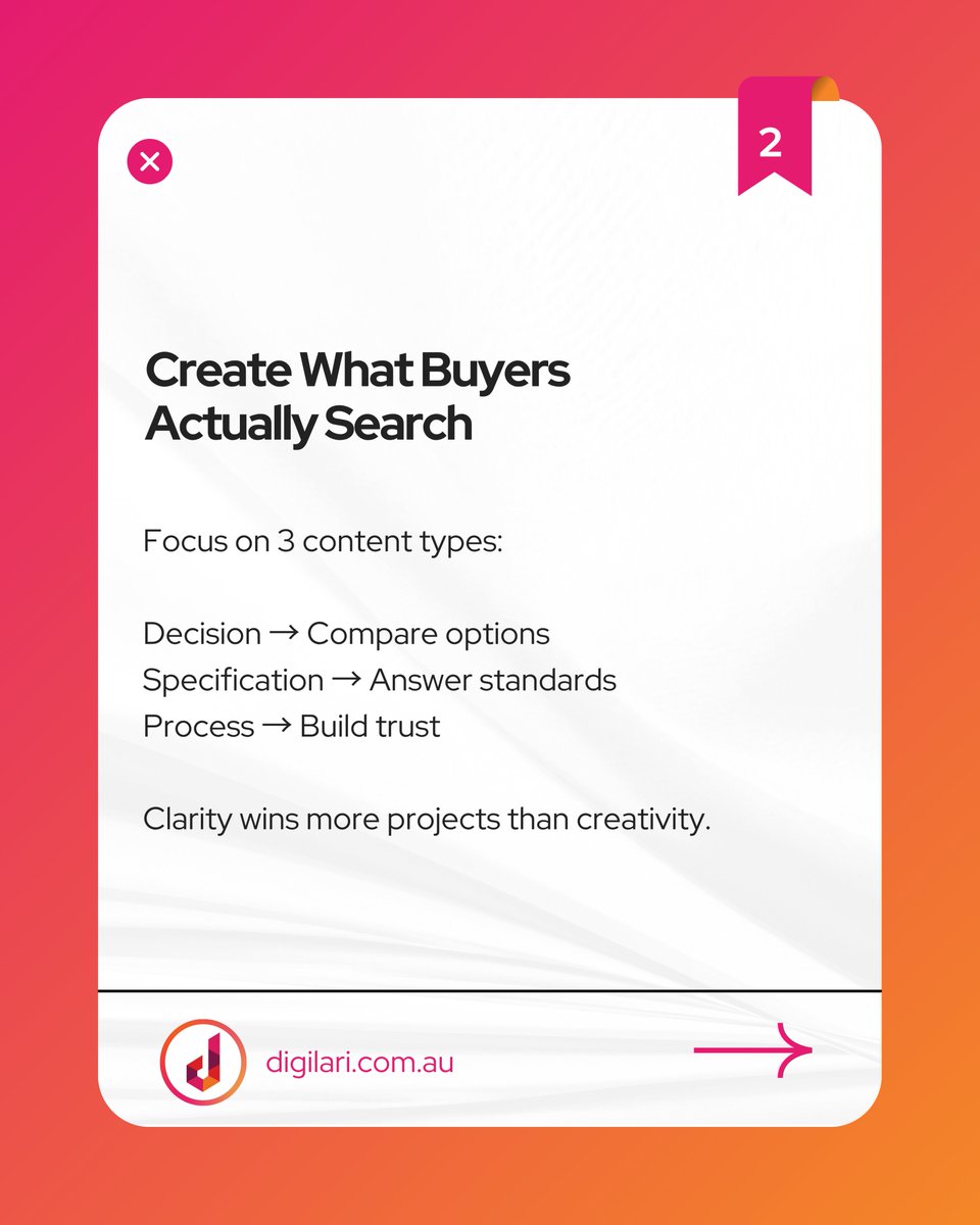 Digilari's tweet image. Most commercial construction brands are still treating content like a broadcast channel, posting updates and product shots and hoping someone bites.
#CommercialConstruction #B2BMarketing #ConstructionMarketing #ContentStrategy #LeadGeneration #GEO #DigilariMedia