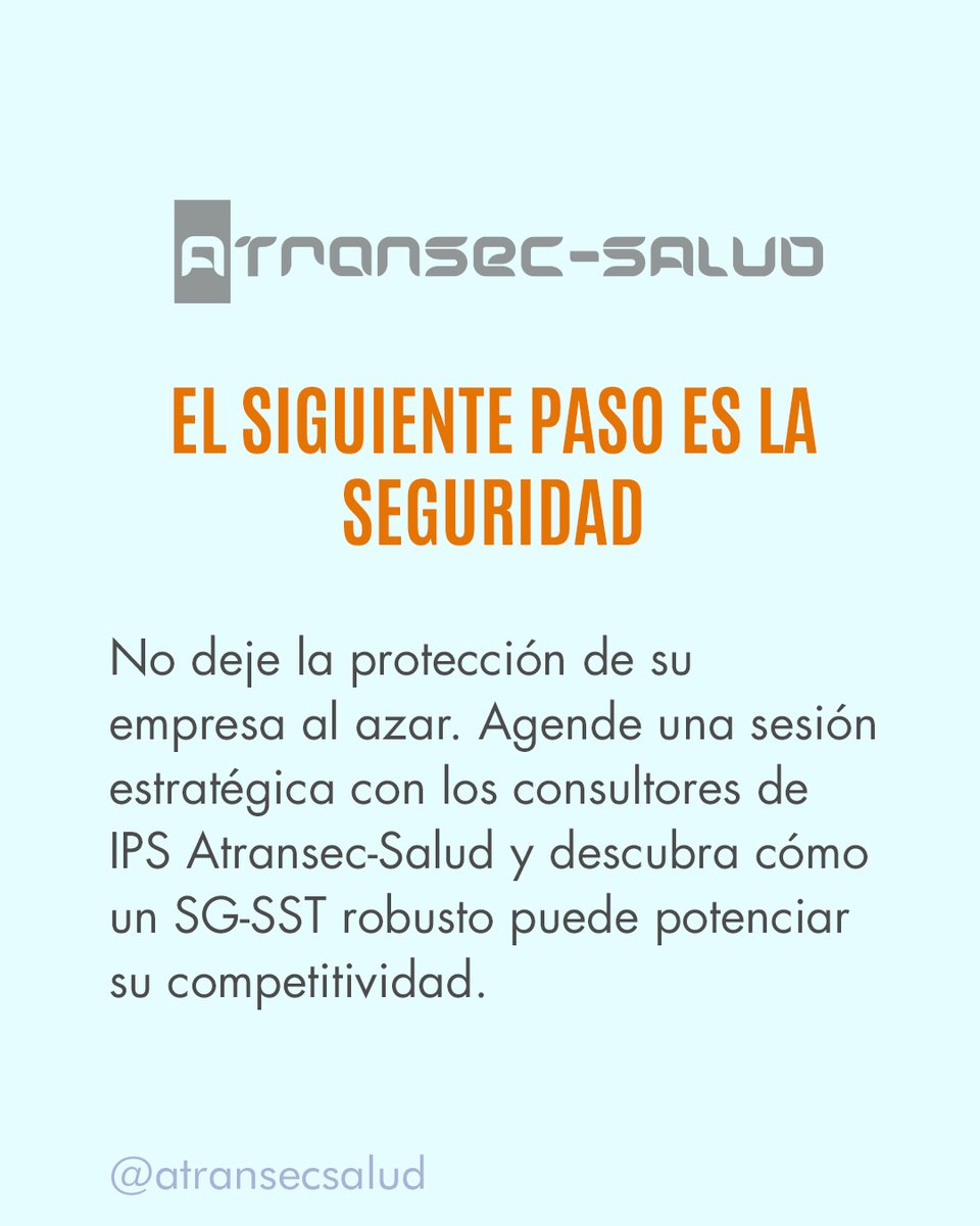 atransecsalud's tweet photo. ¿#SGSST: BLINDAJE OPERATIVO O PAPEL MOJADO?Multas, paradas y accidentes cuestan más que una asesoría. #IPS Atransec-Salud no hace documentos; implementa Sistemas de Gestión y Normas #ISO que protegen su rentabilidad y a su gente. La #prevención real es la mejor inversión. https://t.co/I1eV8o3QPX