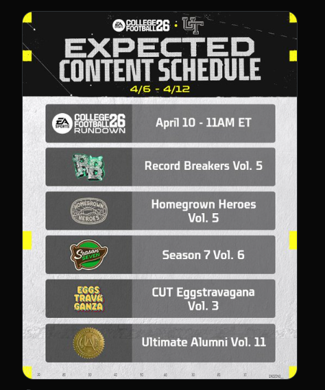 BOSSGWOP's tweet photo. @EASPORTS_CUT 
Content Schedule 4/6-4/12 
#CFB26 #Madden26 #Nms #fyp #trending 
Catch gameplay live : https://t.co/GsVB4u54Ri https://t.co/3uEtIglgGW