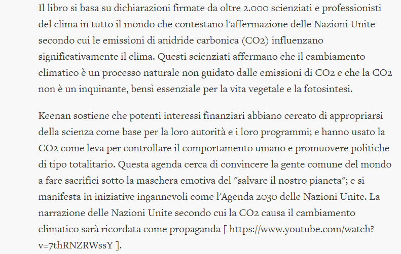 Erinni15's tweet image. Un ex scienziato delle Nazioni Unite smaschera la bufala della #CO2 sul #clima in un nuovo libro. Mark Gerard Keenan sostiene che  abbiano dirottato l'ambientalismo per servire gli interessi delle megacorporazioni e le politiche totalitarie. 
#climateScam 
openpr.com/news/4165871/f…