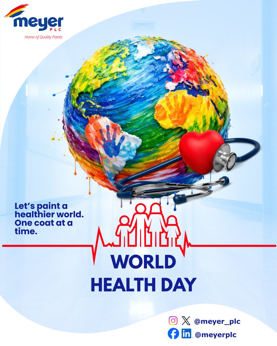 meyer_plc's tweet photo. A healthier world begins with the spaces we live in.
At Meyer Plc, we are committed to delivering quality paints that contribute to safer, more vibrant environments for living and working.

Let’s paint a healthier world. One coat at a time.

#WorldHealthDay #QualityPaints https://t.co/st0tE45yEV