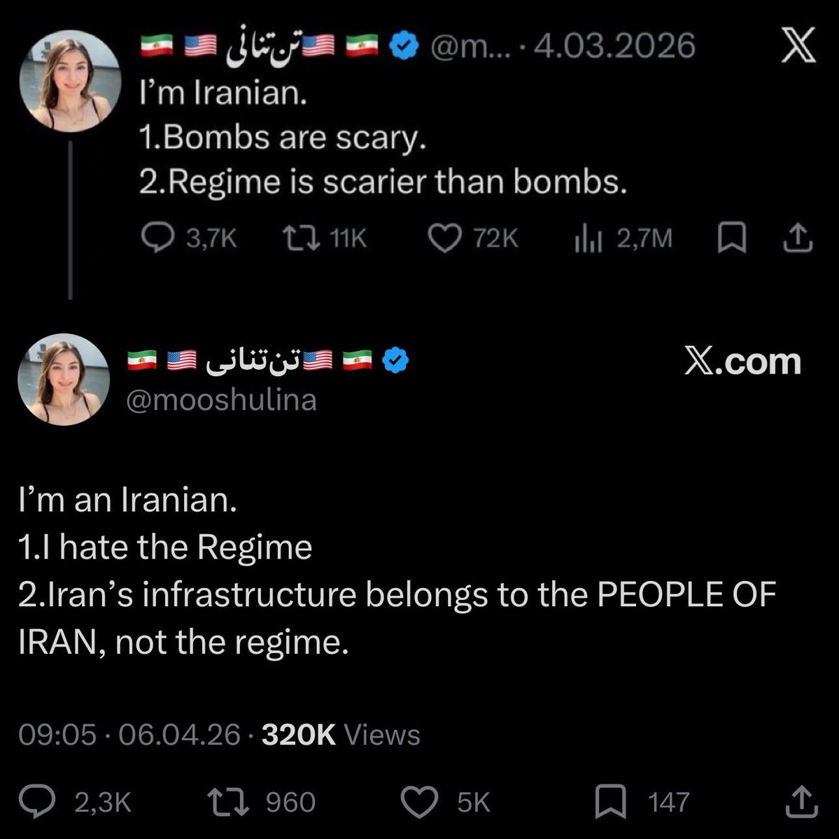 🇮🇷 Anti government Iranians: “Bomb Iran”

*US bombs Iran*

Anti government Iranians: “not like that”