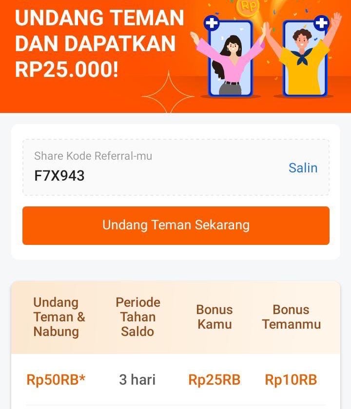 bluurnkt's tweet photo. kode referral SeaBank

F7X943

nabung 50rb selama 3 hari untuk dapat reward bonus https://t.co/jx9mPwxjXj