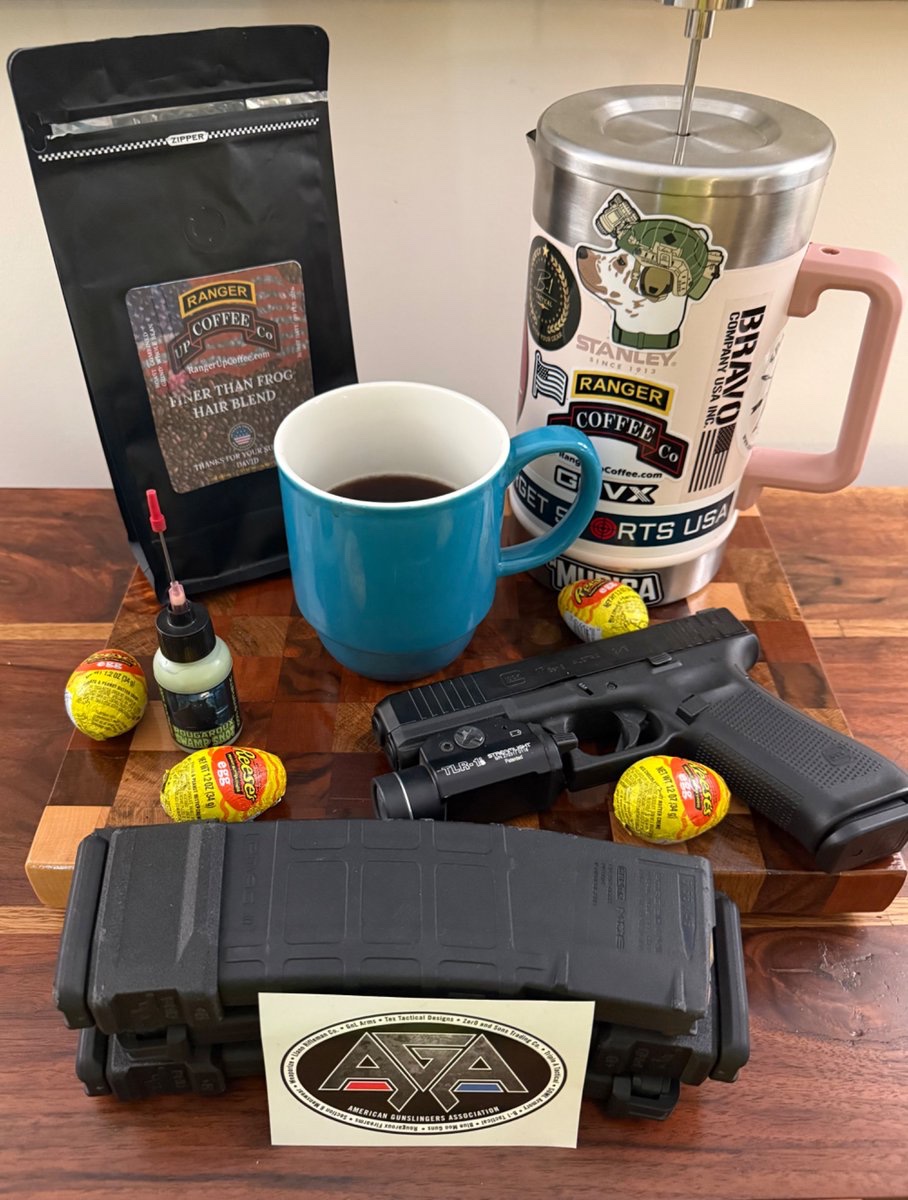 BlueMooGuns's tweet image. Good Tuesday Morning, X! Happy Taco Tuesday Brewing up Ranger Up Coffee “Finer Than Frog Hair” in the mug, range-ready setup on watch, &amp;amp; Reese’s eggs for backup power! @weaporize stendo mag bases to keep it going!

#tuesdayvibes #tuesdaymotivation
#goodmorning
