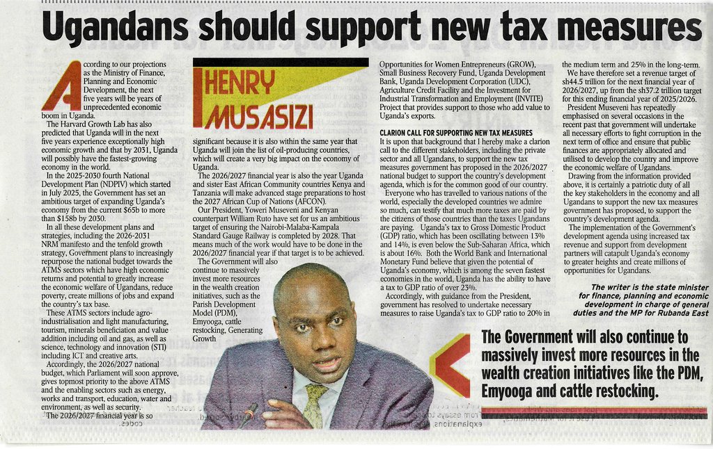 mofpedU's tweet photo. A clarion call to all of us to support Uganda's domestic revenue mobilisation efforts.
@henrymusasizi1
@newvisionwire
@URAuganda 
#DoingMore https://t.co/T9QncQsUdC
