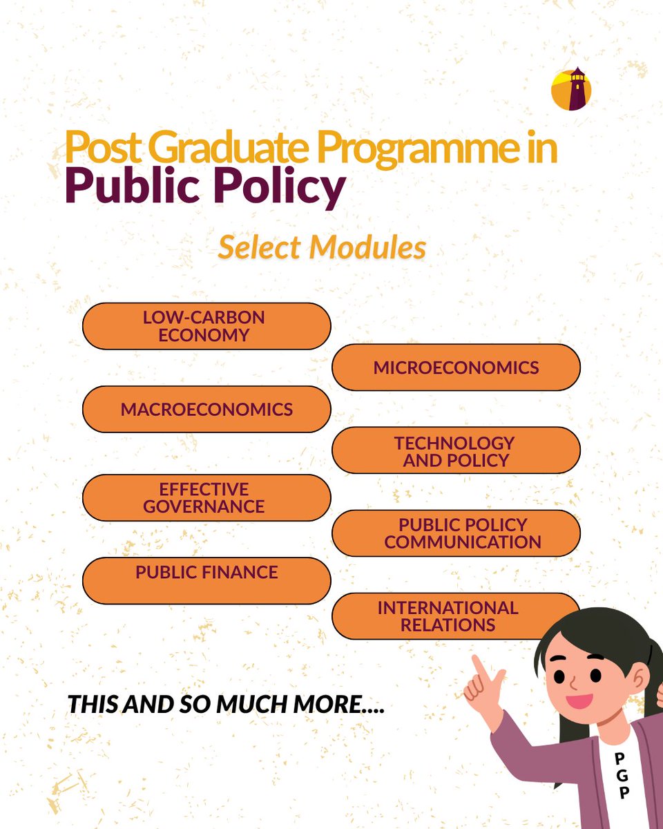 TakshashilaInst's tweet photo. From constitutional structure and economics to foreign affairs and policy writing, the Post Graduate Programme (PGP) in Public Policy curriculum is designed to help you think, analyse, and lead like a policy professional.

Over 48 weeks, build the frameworks, skills, and networks needed to shape real-world decisions. Apply now for the next cohort and take your first step into public policy: https://t.co/0l9FMi4w5W