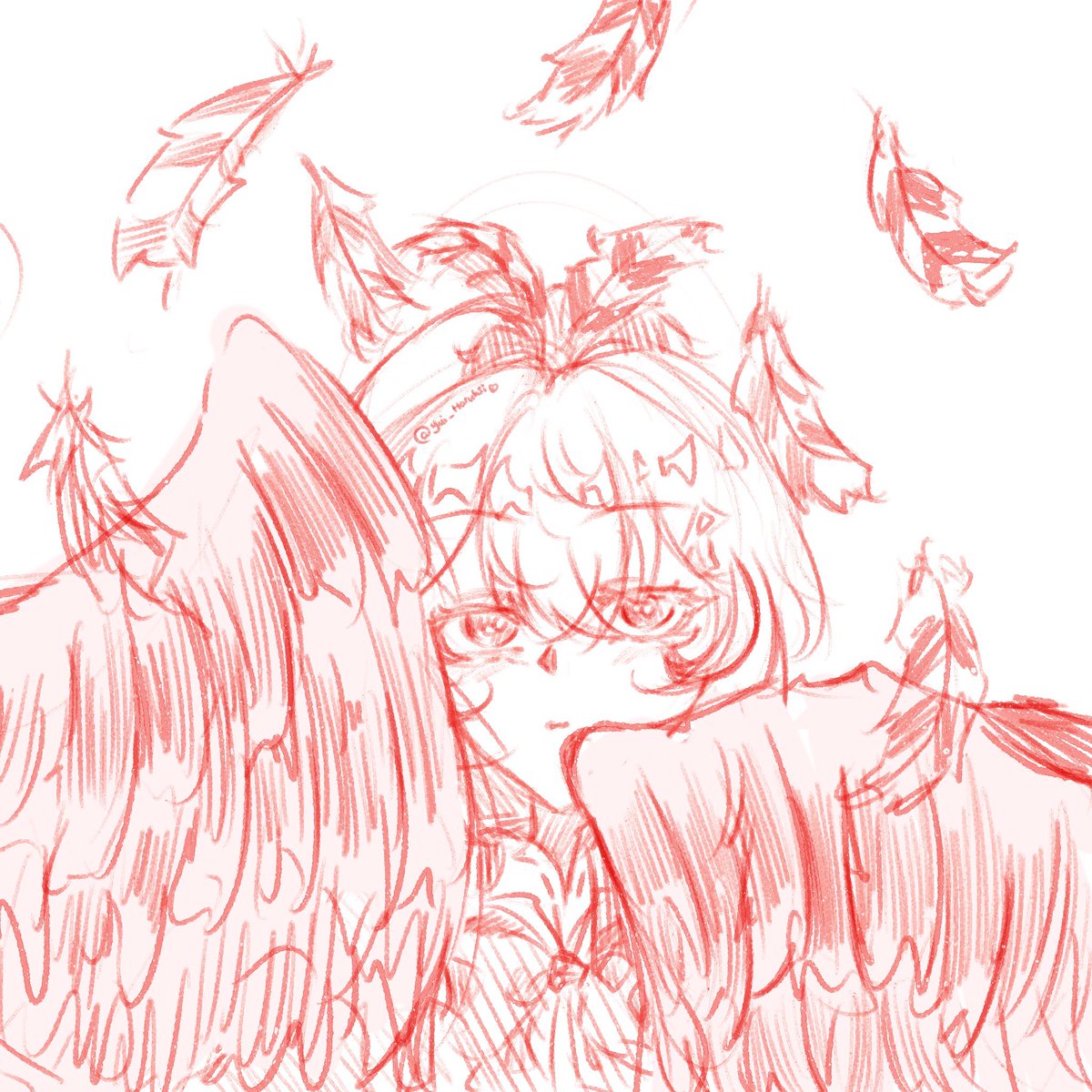 Yui_Harukii's tweet image. feathers #drawMEI
