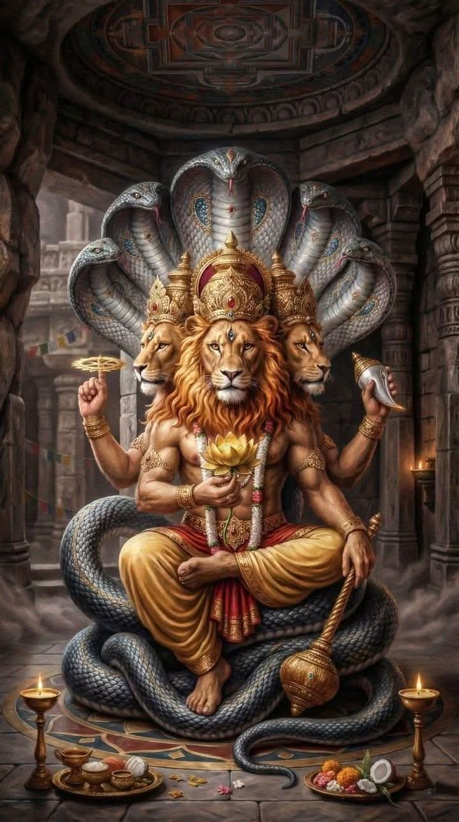 जिसके सर पर है  नरसिंह भगवान का हाथ, उसे छू भी नहीं सकता कोई बुरा हालात।
भक्ति में है शक्ति, और शक्ति में है जीत 🙏
 जय श्री नरसिंह! 🚩🙏
