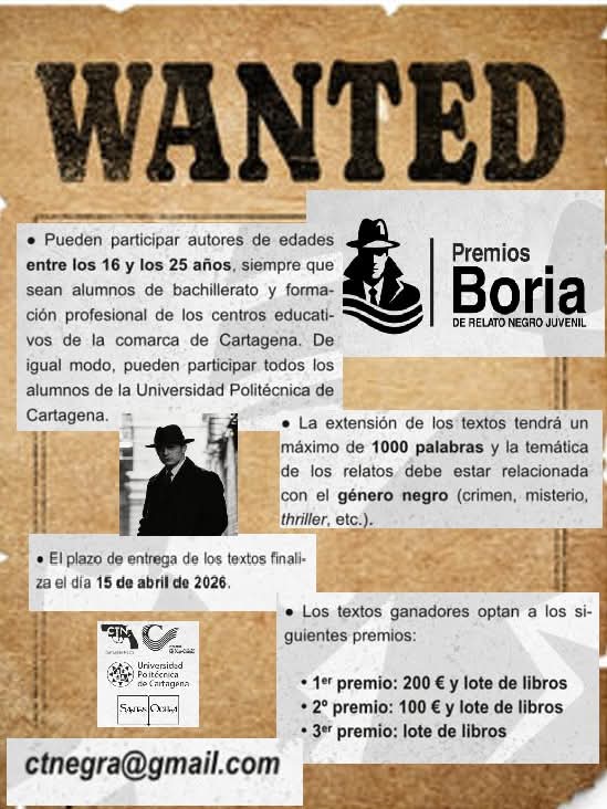 CartagenaNegra's tweet photo. Un crimen. Un misterio. 1000 palabras. 200€ y lotes de libros.
Apenas una semana para sigáis enviando vuestros relatos juveniles negros.
https://t.co/AsWTRMkgT3 https://t.co/ss7LDZRrUg
