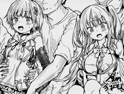 鍵島の新刊。みのりんと五十鈴っちがえちちな目にあう漫画ペン入れ頑張り中。