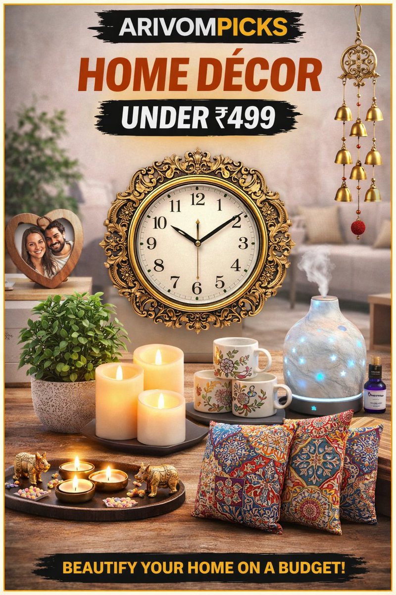 arivomkadaioffi's tweet image. Home Décor under 499
        Make your home look premium without spending big 💫🏡
       These budget-friendly décor finds under ₹499 will instantly upgrade your space ✨
       From cozy vibes to aesthetic corners — small changes, BIG impact!