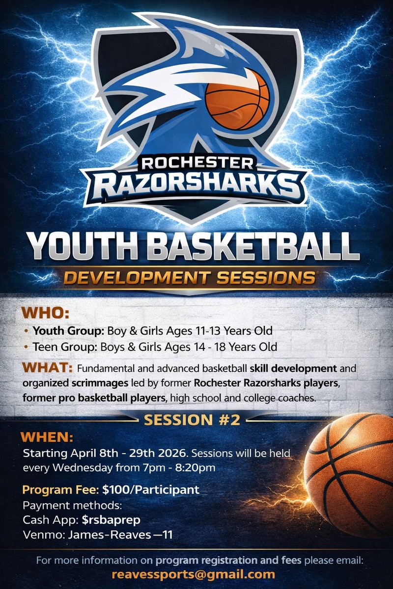 Back at it this Wednesday. 

Limited Registration for our April Basketball Development Sessions. 🦈🏀

Register Today: docs.google.com/forms/d/e/1FAI…