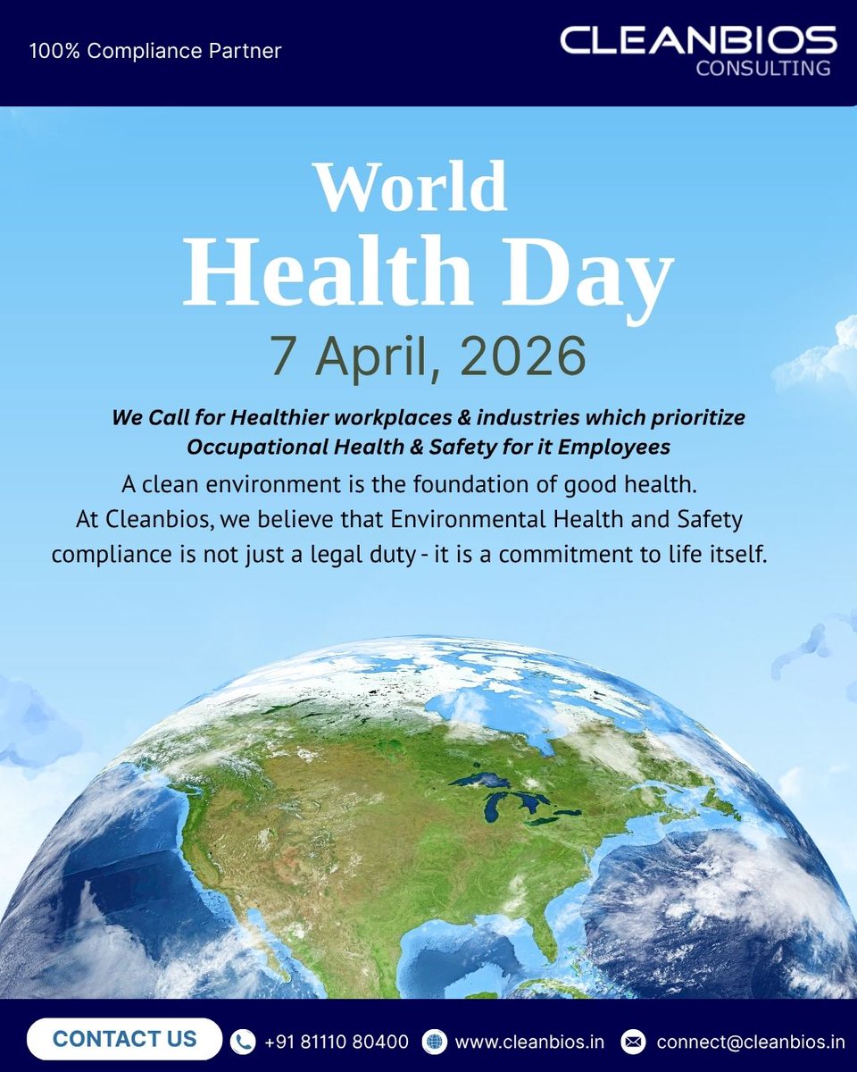 Cleanbios's tweet photo. Celebrating World Health Day – 7 April 2026
At Cleanbios, we are committed to fostering healthier workplaces where employee well-being comes first. A safe and clean environment is more than compliance—it’s a promise to protect life itself.
#WorldHealthDay #OccupationalHealth https://t.co/nlAV3ylu9w