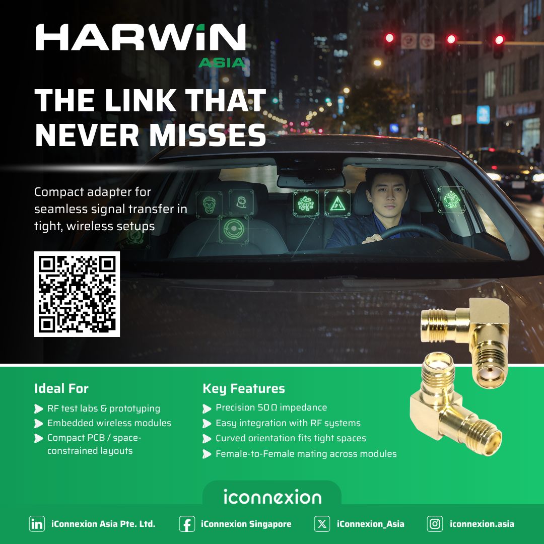 iConnexion_Asia's tweet photo. Small size, mighty connectivity 🔗

Ideal for:
• RF labs
• IoT &amp; embedded

🌐 https://t.co/2PkTUAcK3n
📲 https://t.co/1QCisbH6P1

#iConnexion #HarwinAsia #RFAdapter #IoT https://t.co/pA6oLQv79Z