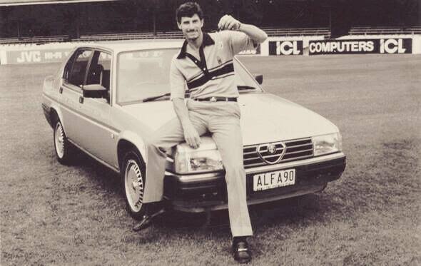 WSCupCricket's tweet photo. #TrophyTuesday The Alfa Romao car Richard Hadlee recieved as International Cricketer of the Year. In our view he deserved to keep it since he carried that team on his back https://t.co/IX0qU09bDw
