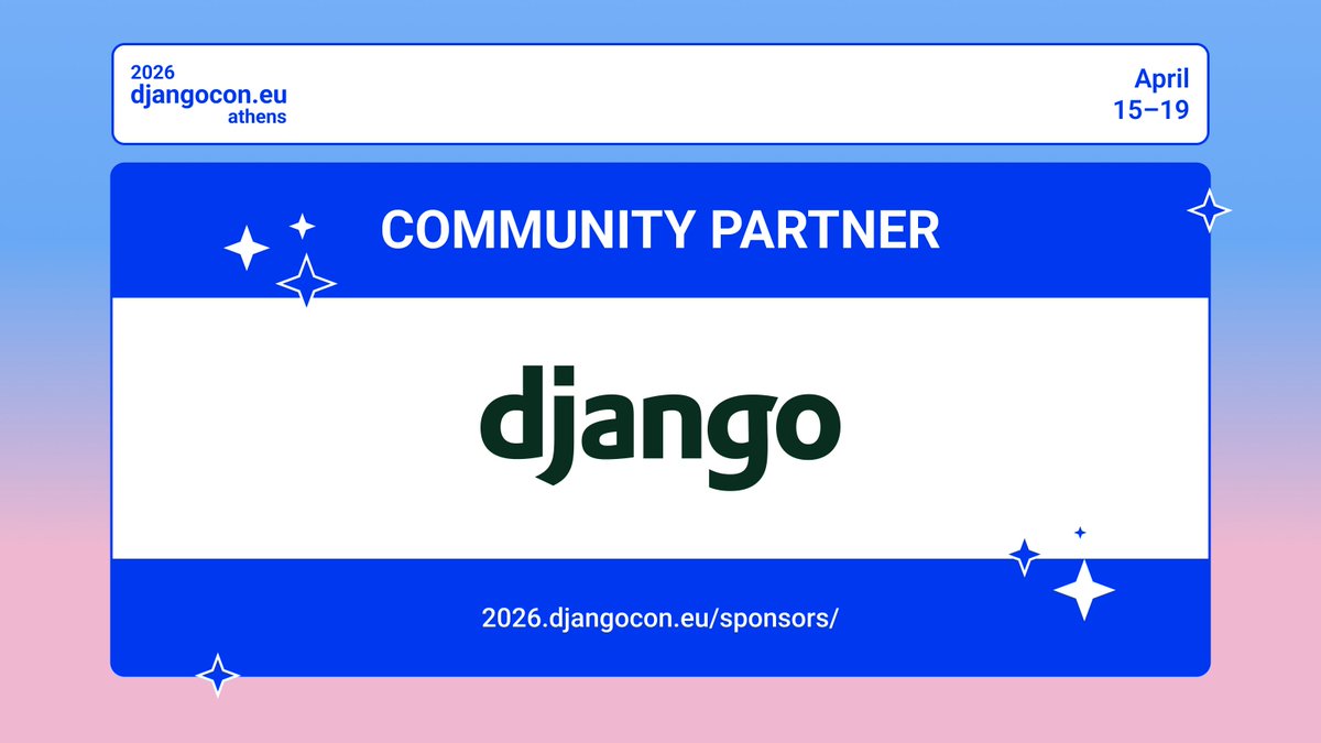 DjangoConEurope's tweet photo. πCommunity Partner: @djangoproject
The Django Software Foundation (DSF) is a non-profit organization that supports the development & community of Django, the high-level Python web framework.
We're proud to have DSF as Community Partner.
https://t.co/NCIy1F8dpL
#djangocon https://t.co/VYGtX2ruBh
