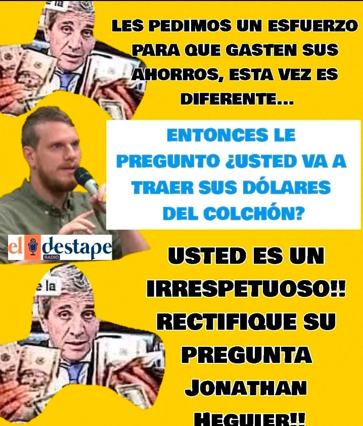 #ElDestapeCensurado QUE GRANDE EL JONY DOMADOR DE CHORROS COMO <a href="/LuisCaputoAR/">totocaputo</a> aprendan giles