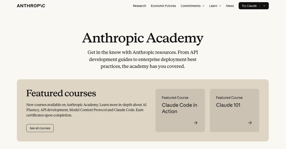 Anthropic Academy courses