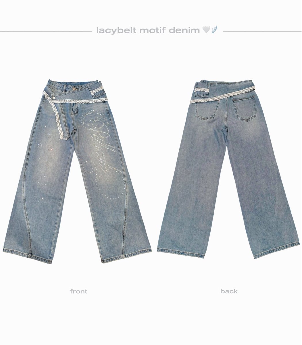 ___h___r___k__'s tweet image. pelliculeの新作キラキラデニムが可愛すぎる！
ラインストーン＆レースという姫コンボ…神🎀