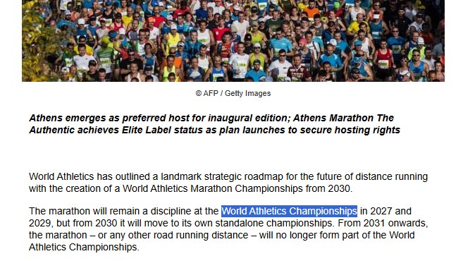 CoachLN's tweet photo. The marathon disappears from the World Athletics Championships after 2029.
Tyvärr är det den 7 april idag. https://t.co/X953Q02giA