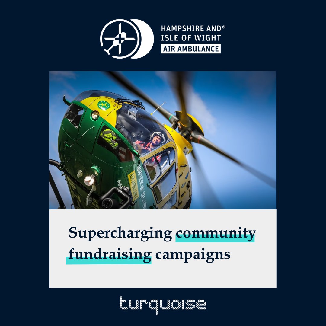 ThinkTurquoise's tweet photo. For Hampshire and Isle of Wight Air Ambulance, we uncovered what really drives people to give and it wasn’t just awareness.

Read the full story: https://t.co/GM8nhRJapV https://t.co/o925jDhOUL