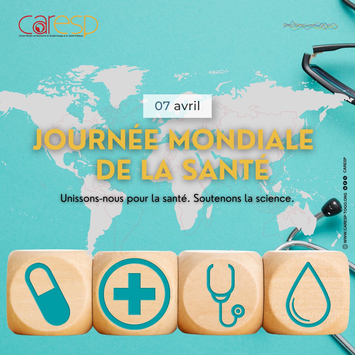 CarespTogo's tweet photo. 07 avril – Journée mondiale de la santé 2026 : Sous le thème « Unissons‑nous pour la santé. Soutenons la science », mobilisons‑nous autour du rôle essentiel de la collaboration scientifique pour protéger la santé humaine, animale, végétale et environnementale. 
#WorldHealthDay https://t.co/fA1jOs5v4H