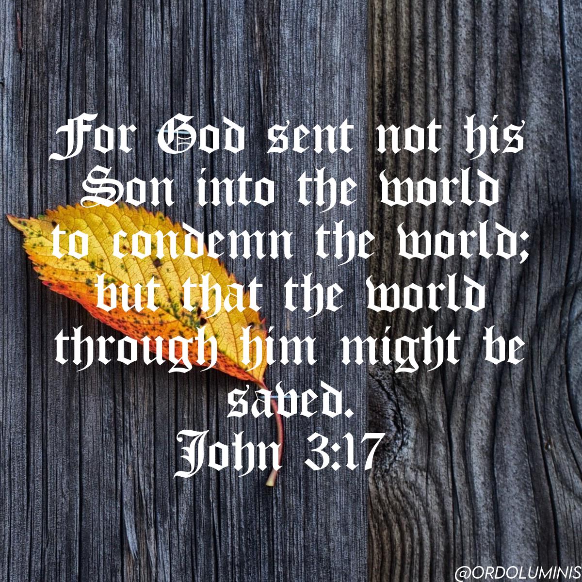 OrdoLuminis's tweet image. "For God sent not his Son into the world to condemn the world; but that the world through him might be saved." — John 3:17 KJV

#Jesus #God #Bible
