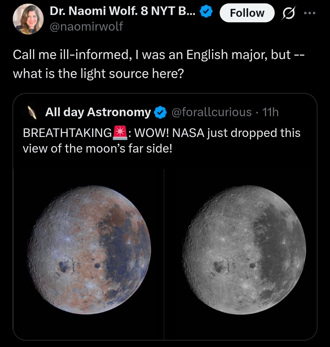 I love the notion that, because she was an English major, no one ever taught her about the sun.