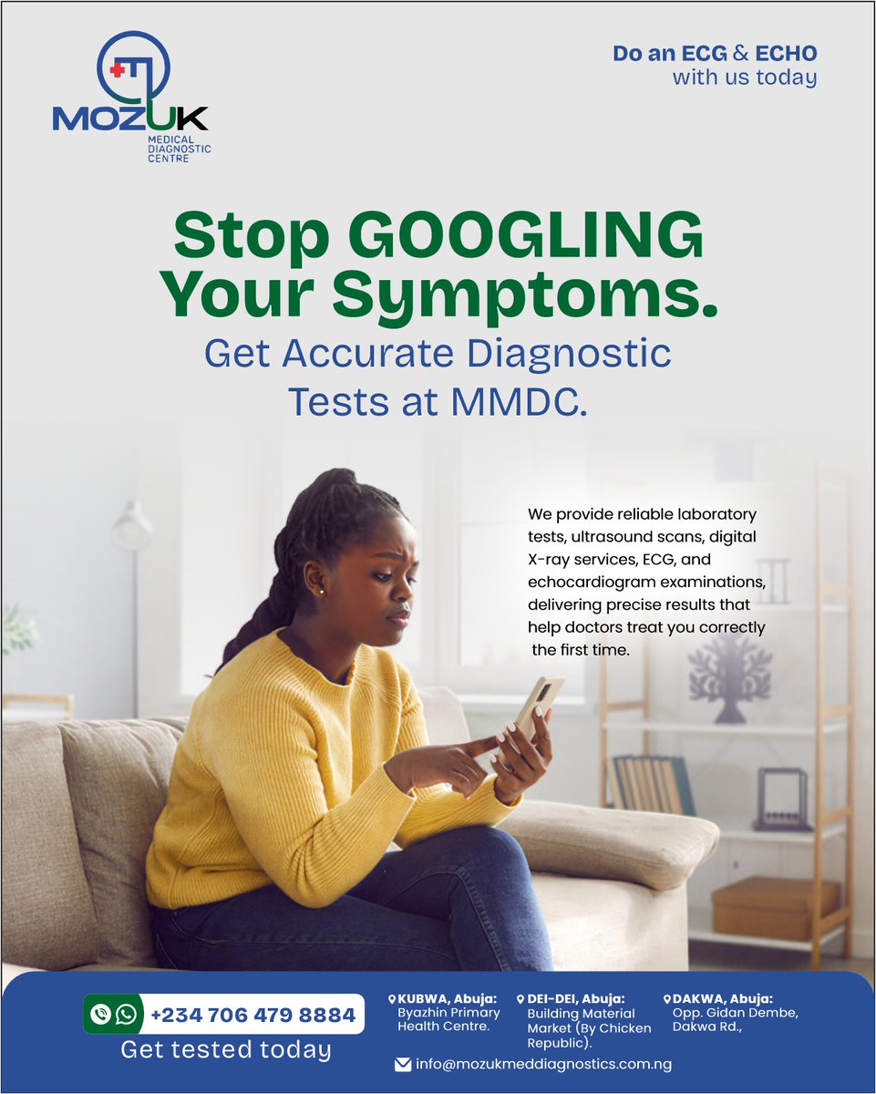 mozdiagnostics's tweet photo. A Google result can describe a thousand conditions.

A diagnostic test can identify yours. There is a difference, and that difference changes everything.

#DiagnosticsFirst #MedicalAccuracy #HealthDecisions #AbujaHealth #TrustTheTest #SmartHealthcare https://t.co/8n0ALQ4gvG