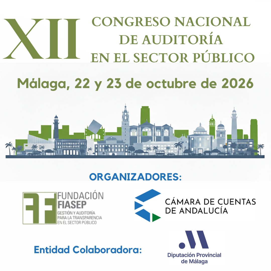 Inscríbete al XII Congreso Nacional de Auditoría en el SP organizado por <a href="/FiasepFundacion/">Fundación FIASEP</a> y  <a href="/CamaraCuentas/">Cámara de Cuentas de Andalucía</a> con la colaboración de <a href="/diputacionMLG/">Diputación de Málaga</a>. 
🗓️  22 y 23 octubre
📍 Auditorio Edgar Neville
🎟️ Matrícula con % hasta el 31/08.
👉n9.cl/ejim5
¡Nos vemos en Málaga!