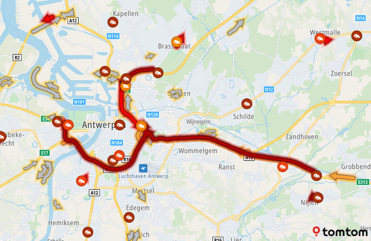 ANWBeuropa's tweet image. +45 min. op de #E313 Hasselt ► Antwerpen tussen Grobbendonk en de ring van Antwerpen (#R1).
#Belgie