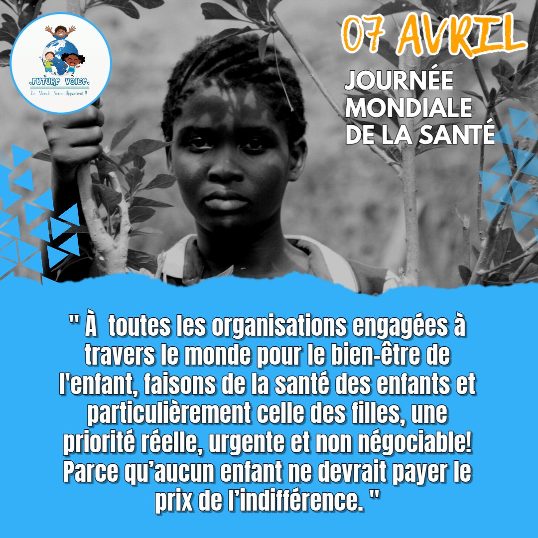 FUTURE_VOICE_OK's tweet photo. En cette Journée Mondiale de la Santé, nous nous engageons afin qu’aucun enfant ne soit laissé de côté  et encore moins les filles, souvent invisibles dans l’accès aux soins de Santé adéquate et adaptée ! #ChildHealth #ProtectEveryChild  #GlobalAction #LeaveNoChildBehind https://t.co/vqCZrORY4C