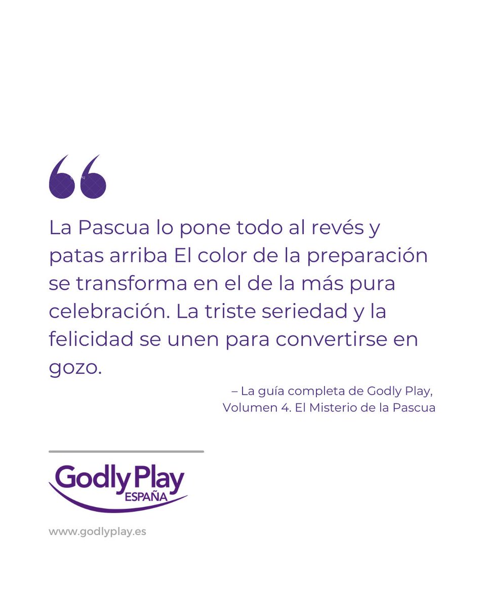 godlyplayspain's tweet photo. "La Pascua lo pone todo al revés y patas arriba. El color de la preparación se transforma en el de la más pura celebración. La triste seriedad y la felicidad se unen para convertirse en gozo."
– La Guía Completa de #GodlyPlay, #Volumen 4, El misterio de la #Pascua https://t.co/HF7Scy71iC