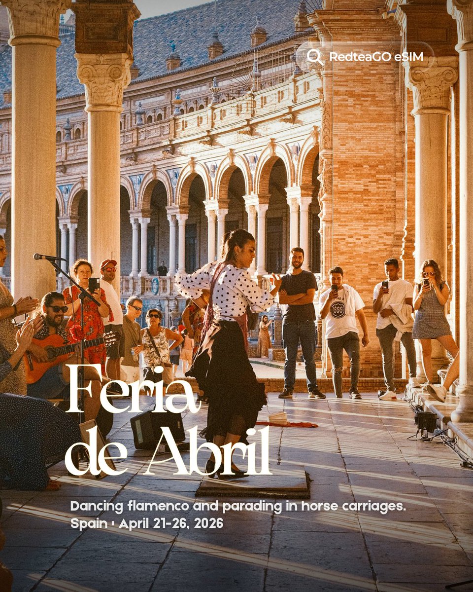 RedteaGO's tweet photo. Plan Your April Trips Around These Festivals
💦 Songkran | Thailand
🕙 Apr 13 – Apr 15, 2026
💃 Feria de Abril | Seville, Spain
🕙 Apr 21 – Apr 26, 2026
👑 King’s Day | Netherlands
🕙 Apr 27, 2026
Traveling for festivals? Get RedteaGO eSIM for 180+ countries starting at $0.16/GB! https://t.co/up1eA7Q9Ws