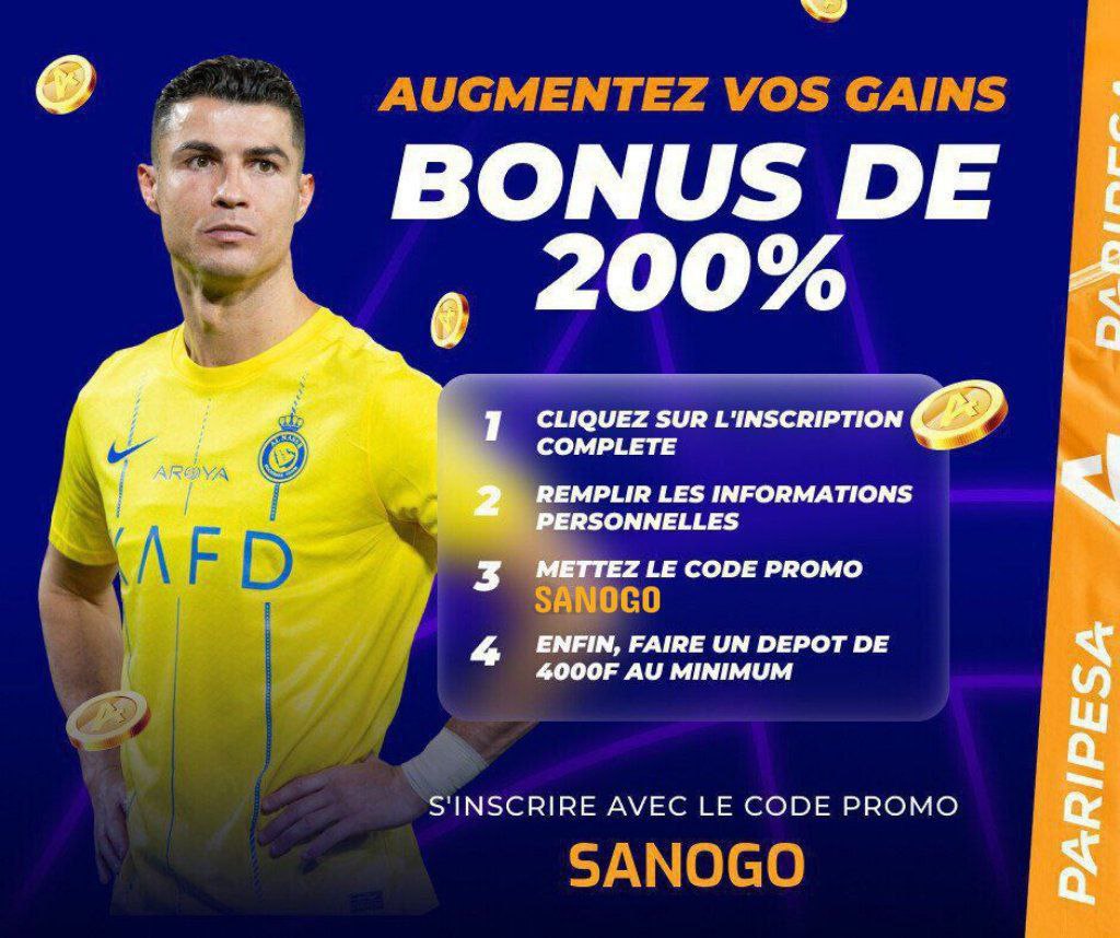 AS225_Pronos's tweet photo. Inscrivez-vous sur paripesa avec le code promo SANOGO et recevez jusqu'à 85 000F de bonus au premier dépôt. https://t.co/WYJfbavcS5