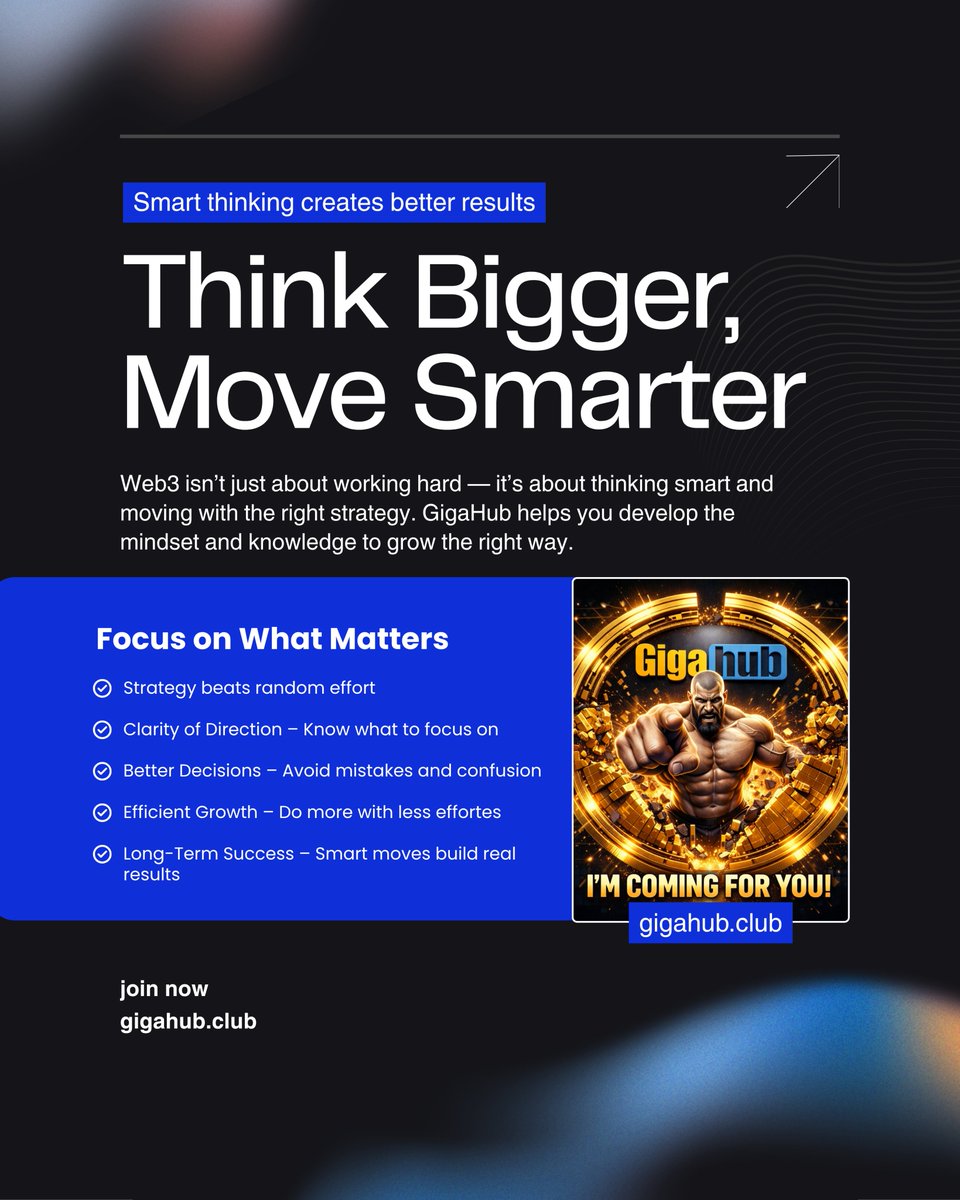gigahubsol's tweet image. It’s not just about working hard…
it’s about working smart. ⚡

In Web3, the right mindset and strategy make all the difference.

Think bigger. Move smarter. Grow faster. 🚀

🔗 gigahub.club

📢 t.me/gigahubpump

#Web3 #SmartWork #GigaHub #CryptoGrowth