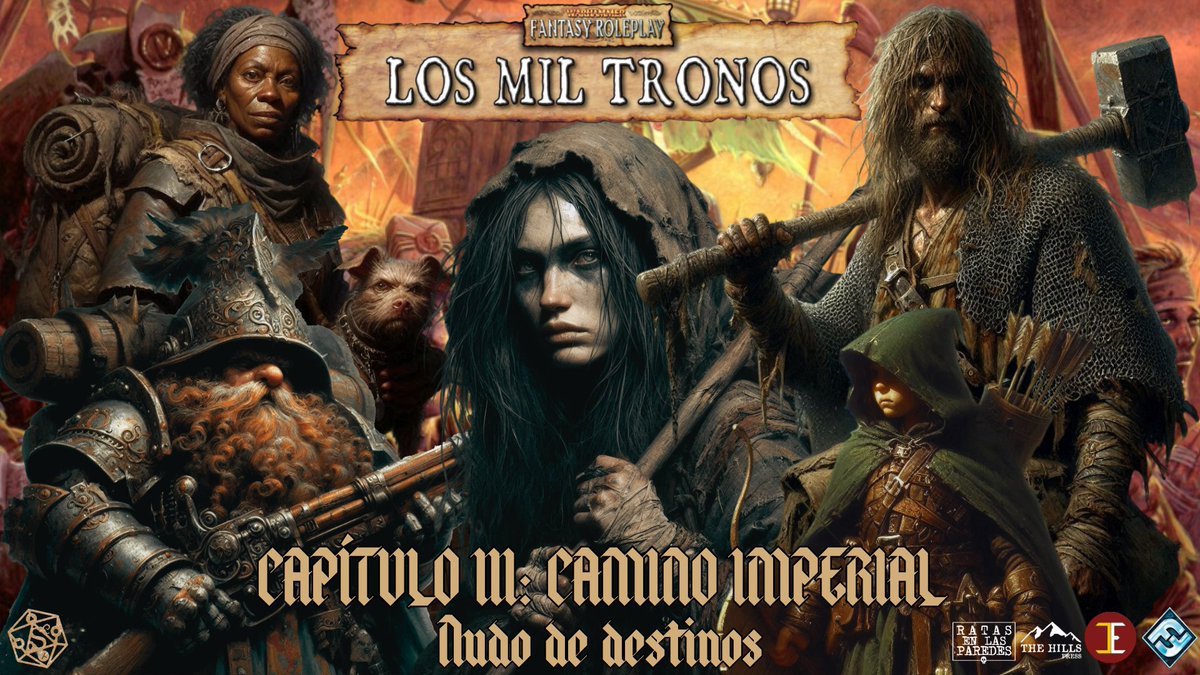 shirowhasi90's tweet photo. ¡MUCHACHADA ROLERA! 🎲
HOY a las 21:30 jugamos la sesión 13 de "LOS MIL TRONOS" #warhammer con #RelP de @TheHillsPress
@AikiGuille nos plantea sidequests.
@Altagor_, @IbericanG, @VOADxROL, @EmilioVChica y yo no tendremos que elegir que hacer...
▶️https://t.co/4h34ftUtXa https://t.co/wEdkb5SSzU