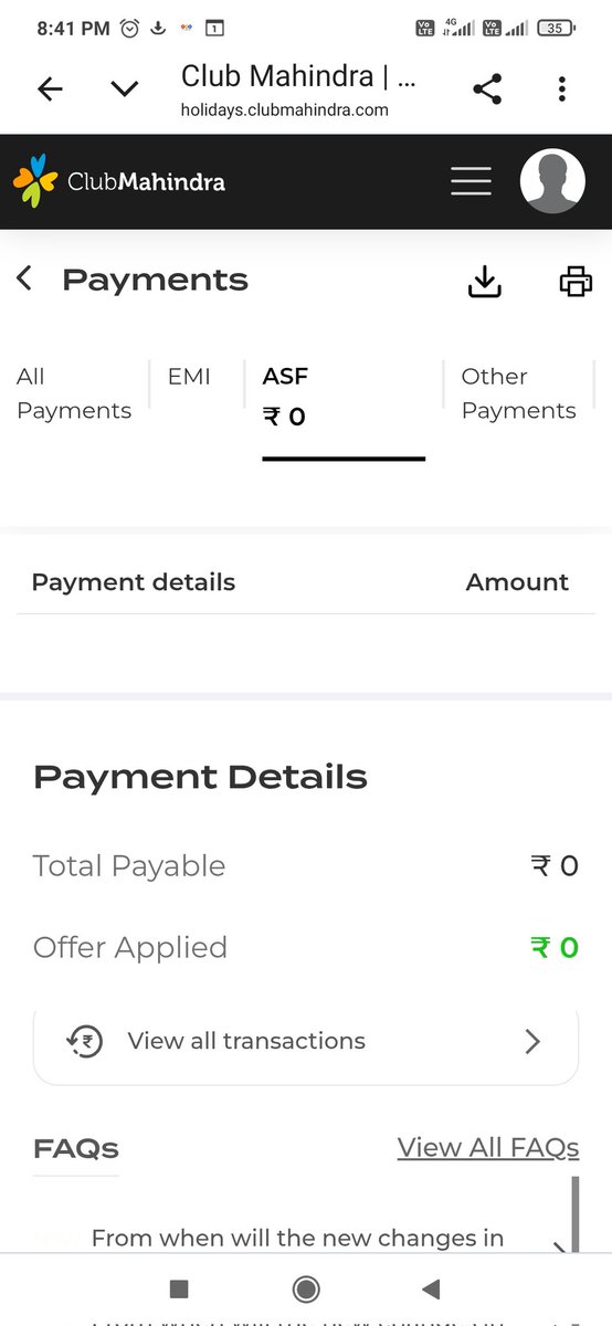 ShitalB6's tweet photo. @clubmahindra getting lots of reminders for payment of ASF from last week and got a call, but there is No dues as of now. Pls check the attached screenshot also.
It's very disappointing as they are following up without any dues..@C_P_Gurnani https://t.co/gRUCT2OA9b