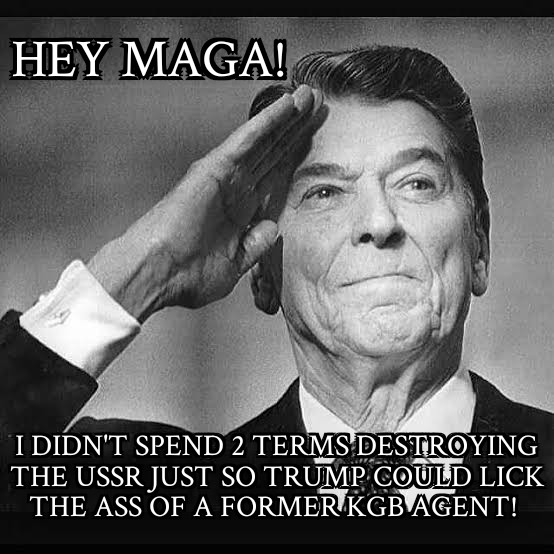 <a href="/ProudElephant/">Proud Elephant 🇺🇸🦅</a> I think he feels more like this about him...
Reagan would bitch slap that fat orange punk.