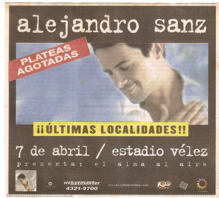 eltrendesanz's tweet photo. Hoy se cumplen 25 años de tu primer Vélez en Argentina @AlejandroSanz 😍 07/04/01 🥹
❤️🇦🇷 https://t.co/i2yv9eCxZR