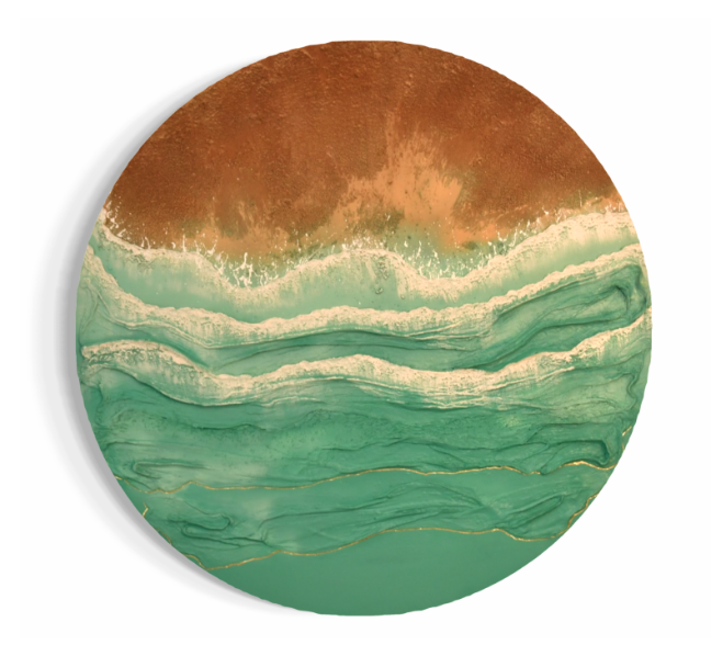 #ArtoftheDay --> Quiet Cove I, 36″ Round, Mixed Media on Canvas, “Oceanique” series by Miami-based artist Yamily Castillo. Exploring the relationship between material, movement &amp; landscape through layered compositions using sand, mineral elements &amp; acrylic themiamiartscene.com/explore-the-wo…