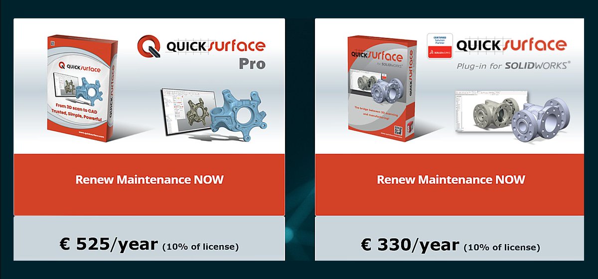 Is Your QUICKSURFACE Still Up to Date?
<a href="/quicksurface/">QUICKSURFACE</a>  Maintenance keeps your workflow stable, compatible, and up to date with the latest improvements and support.

Learn more:
 quicksurface.com/maintenance/

#QUICKSURFACE #ScanToCAD #ReverseEngineering #3DScanning #CAD