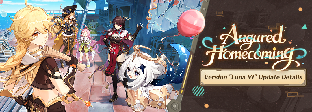 GenshinImpact's tweet image. "Song of the Welkin Moon: Rondo — Augured Homecoming" Version Luna VI Update Details
#GenshinLunaVI #GenshinImpact 

Dear Traveler,
Below are the details of the Version "Luna VI" update "Song of the Welkin Moon: Rondo — Augured Homecoming" and the update compensation.