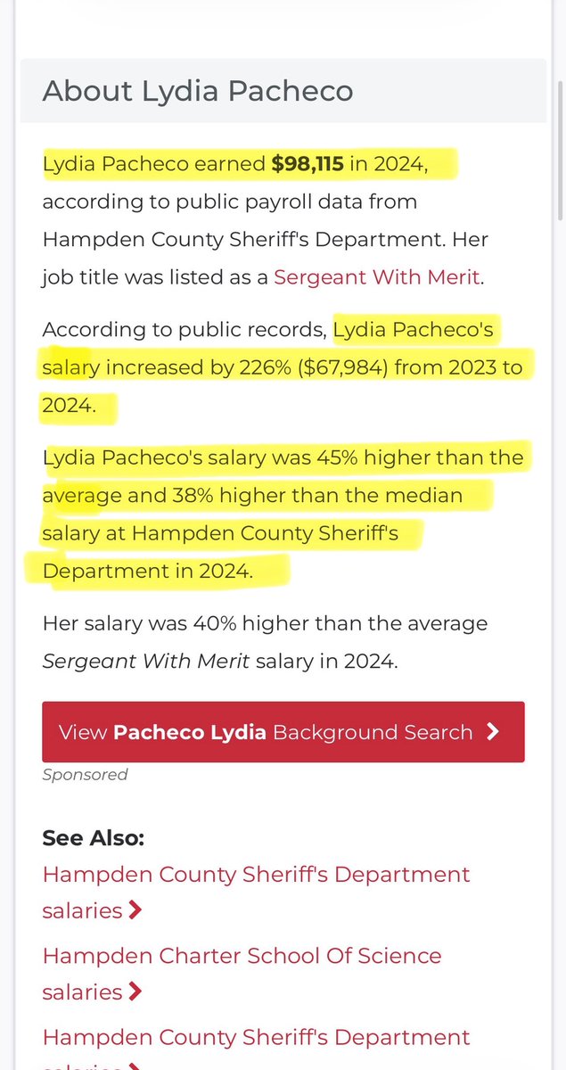 Follow the 💰
226% pay raise 
Not to shabby Lydia 
#KelseyFitzsimmons
#HampdenCounty
#SergeantWithDemerit